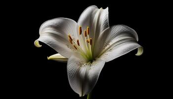 amarillo orquídea florecer, elegancia en naturaleza fragilidad, estudio Disparo generado por ai foto