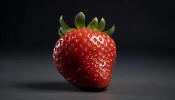 Juicy strawberry, ripe and fresh, a healthy snack for summer generated by AI photo