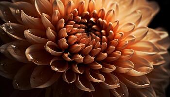 Vibrant petals of a wet dahlia blossom in close up generated by AI photo