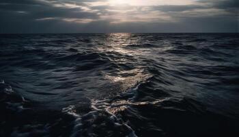 tranquilo marina a oscuridad, ondas reflejar belleza en naturaleza generado por ai foto