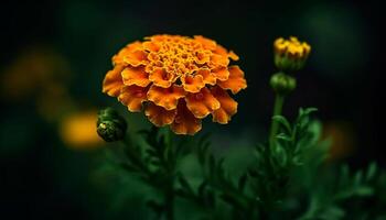 Vibrant yellow wildflower in meadow, focus on pollen and biology generated by AI photo