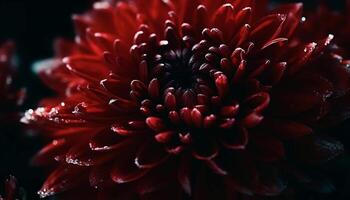 Vibrant petals of multi colored chrysanthemum, wet with dew drops generated by AI photo