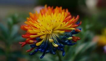 Vibrant yellow daisy in a green meadow, beauty in nature generated by AI photo