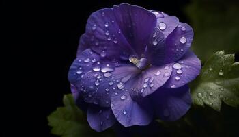 vibrante hortensia florecer, cerca arriba, con Rocío gotas y Fresco fragancia generado por ai foto