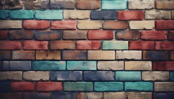 Weathered brick wall with abstract textured pattern and rusty colors generated by AI photo