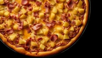 recién horneado Pizza rebanada con queso Mozzarella y tomate salsa Adición generado por ai foto