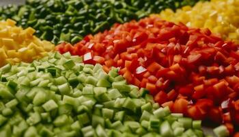 vibrante ensalada plato con multi de colores verduras, Fresco y sano generado por ai foto