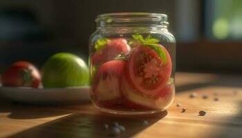 Fresco orgánico vegetariano ensalada, un sano gastrónomo verano comida variación generado por ai foto