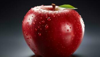 Juicy apple showcases freshness and nature in vibrant studio shot generated by AI photo