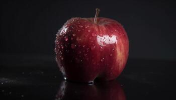 Juicy apple drop reflects freshness of organic nature healthy snack generated by AI photo