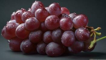 Juicy grape bunch, ripe and fresh, a healthy snack option generated by AI photo