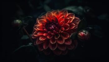 Vibrant dahlias and chrysanthemums decorate formal garden in autumn generated by AI photo