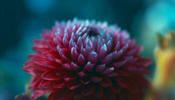 Vibrant multi colored petals of a dahlia in a formal garden generated by AI photo