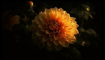 Vibrant dahlias bloom in formal garden, showcasing nature beauty generated by AI photo