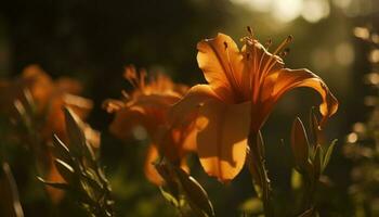 Vibrant yellow wildflower in close up, surrounded by green foliage generated by AI photo