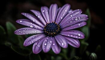 Vibrant chamomile blossom reflects fragility in liquid environment generated by AI photo