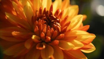 Vibrant petals of a multi colored dahlia in a formal garden generated by AI photo