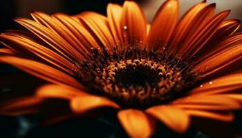 vibrante gerbera margarita, belleza en naturaleza, cerca arriba, amarillo flor cabeza generado por ai foto