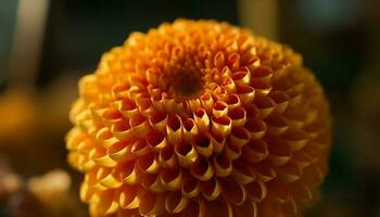 Vibrant yellow chrysanthemum, a single flower in nature bouquet generated by AI photo