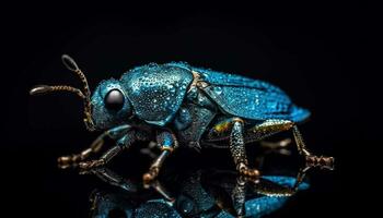 Small weevil on leaf, studio shot, extreme close up generated by AI photo