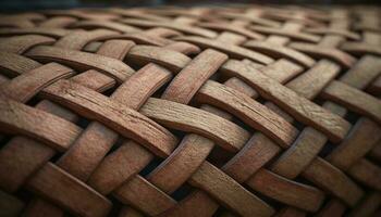 Woven basket with striped pattern made of wicker and fiber generated by AI photo