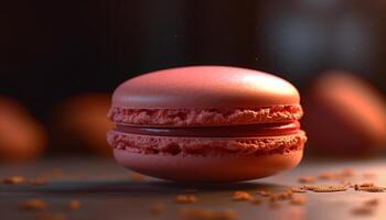 A gourmet French macaroon stack, baked with almond and meringue generated by AI photo