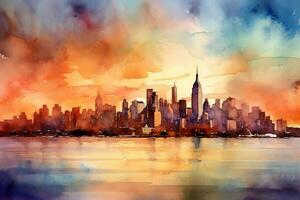 Watercoler new york skyline. photo