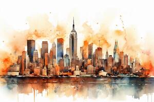 Watercoler new york skyline. photo