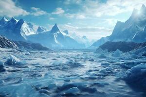 grupo de guerreros capturado esta glacial y glaciar tierra. ai generativo foto