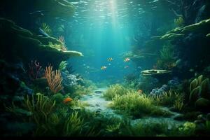 Underwater, no water in sight. AI generative photo