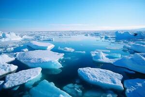 hielo hojas derritiendo en el ártico Oceano o aguas ai generativo foto