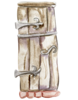 Wooden door . Hand drawn illustration. png