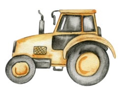 Jaune tracteur. aquarelle main tiré illustration. png