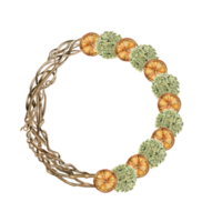 Winter wreath with dry branches, Holly and Red Berries. png