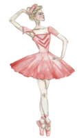 waterverf dansen ballerina in rood jurk png