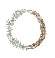 Winter wreath with dry branches, Holly and Red Berries. png