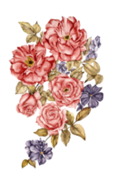 Watercolor rose composition. png