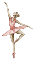 Watercolor dancing ballerina in red dress png