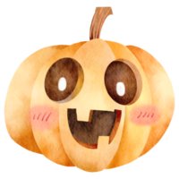 Watercolor cartoon cute halloween pumpkin png