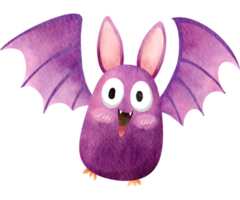 Watercolor purple bat halloween decoration png