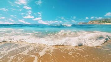 a romantic beach with sunny blue sky in standard style. photo