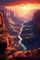 inspiring view of a canyon with colorful layers. photo