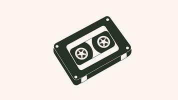 Black and white Retro, cassette. Video flat cartoon animation design element. 4K video footage, alpha channel transparency for web design