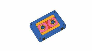 Retro, cassette. Video flat cartoon animation design element. 4K video footage, alpha channel transparency for web design