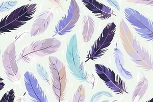 pattern featuring minimalistic and stylized illustrations of feathers. photo