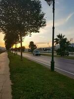 Beauty of a glowing evening watching the sunset on a scenic drive photo