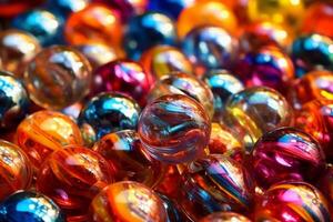 Shiny colorful glass marbles. photo