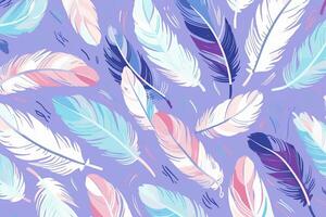 pattern featuring minimalistic and stylized illustrations of feathers. photo