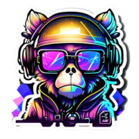 Cute Monkey Wearing Headphones Stickers png