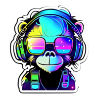 Cute Monkey Wearing Headphones Stickers png